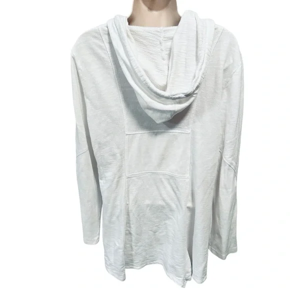 ✌️OUT✌️XCVI Jacket Hoodie Towel Cotton Women's XL Crisp White Cover Up Beach - Picture 2 of 5